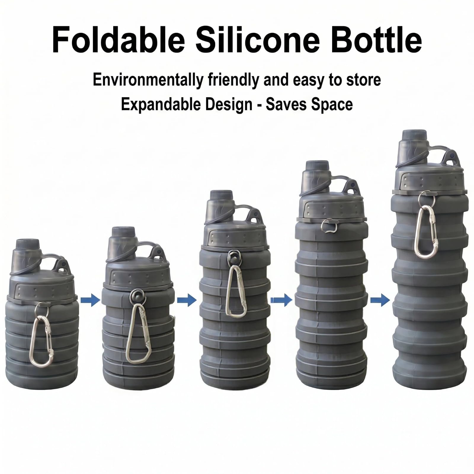 YCTMALL Collapsible Water Bottles Two Pack Travel Sports Portable Sport Water Bottle comes with