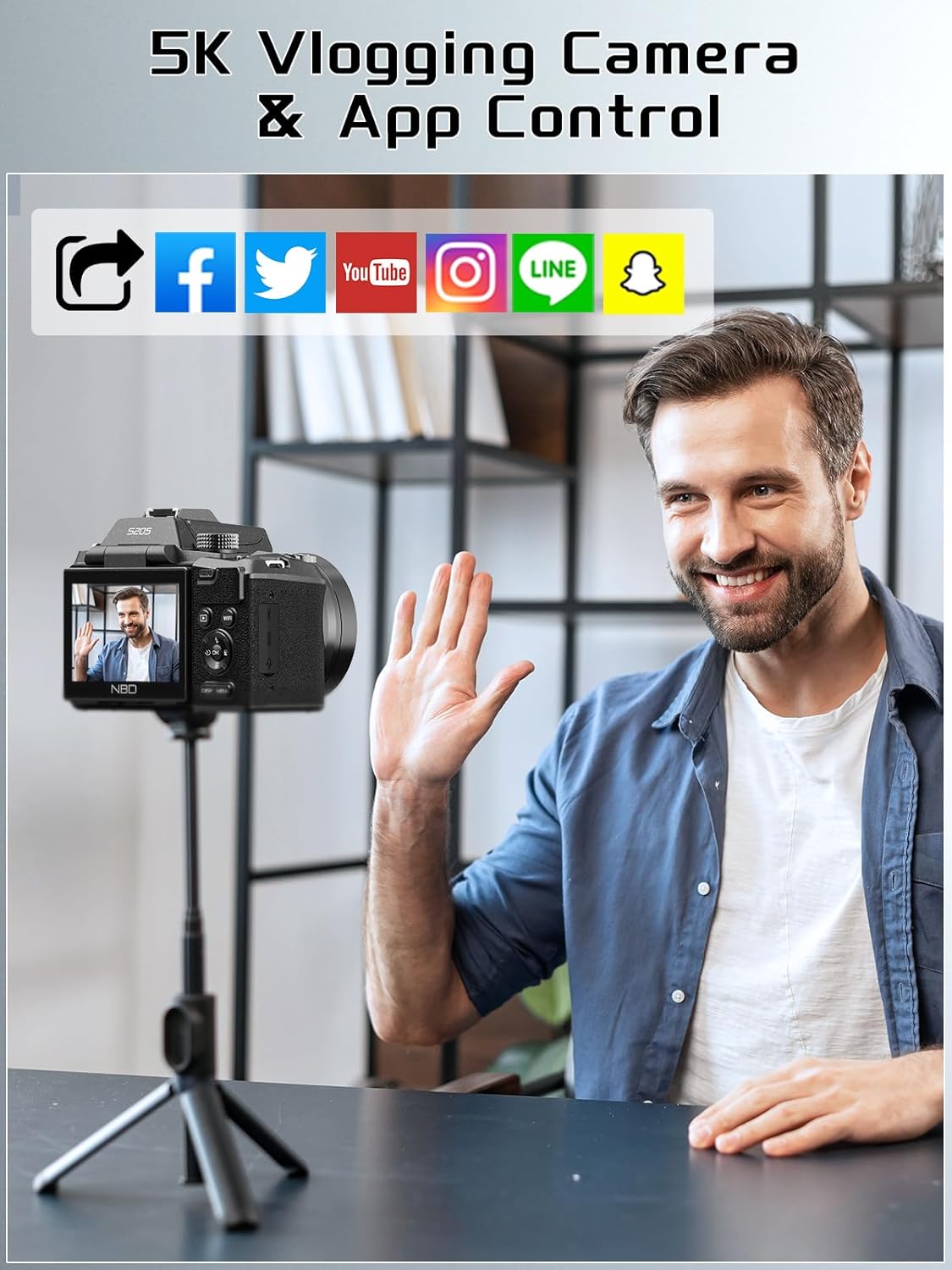 5K Digital Camera, 64MP Cameras for Photography & Video, Vlogging Camera for YouTube with 3” Flip Screen,16X Digital Zoom, WiFi & Autofocus,2 Batteries, 32GB TF Card