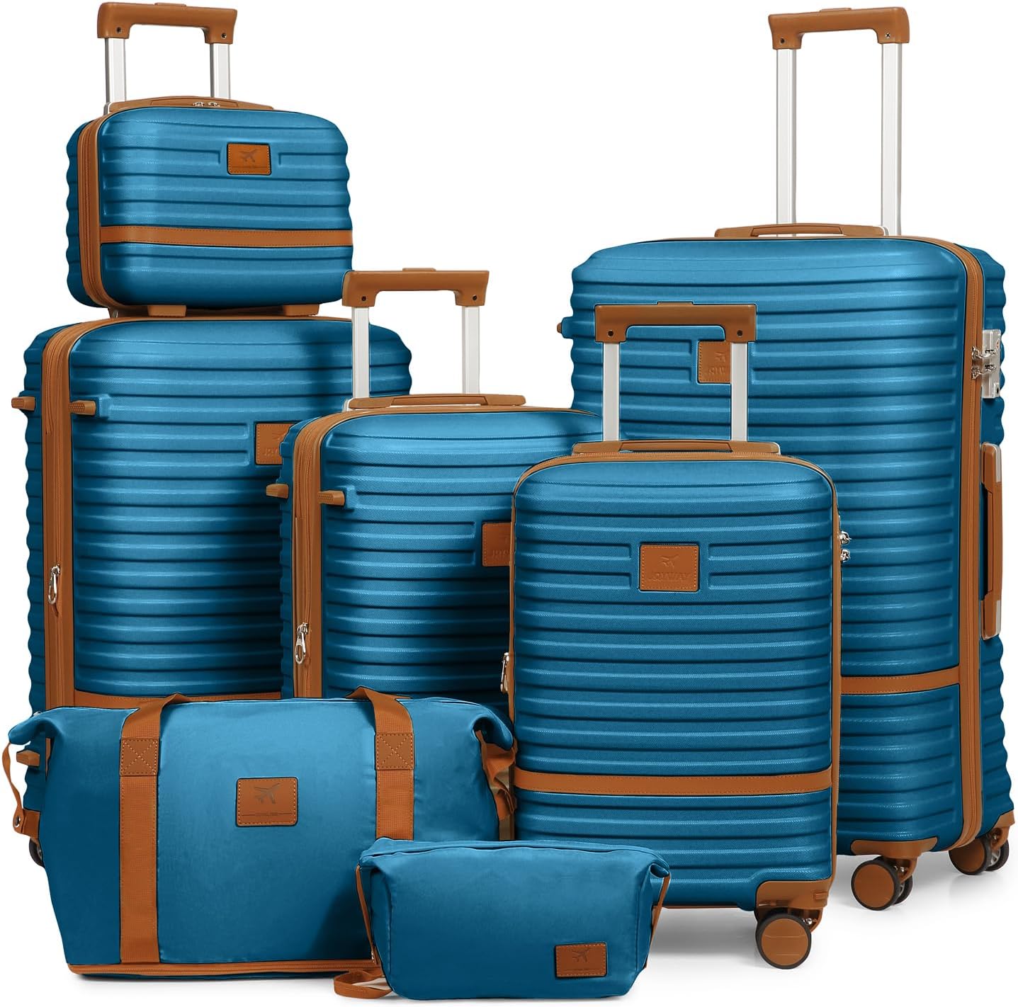 Joyway Luggage Set 7 Piece Suitcase Sets with Spinner Wheel,Hardside Expandable Travel Laggage with TSA Lock(18/20/24/28 Blue)