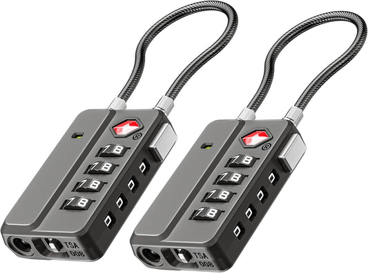 LUGGEX TSA Locks for Luggage, One-Button Reset TSA Approved Luggage Locks, Suitcase Locks, Ease of Use & Durable