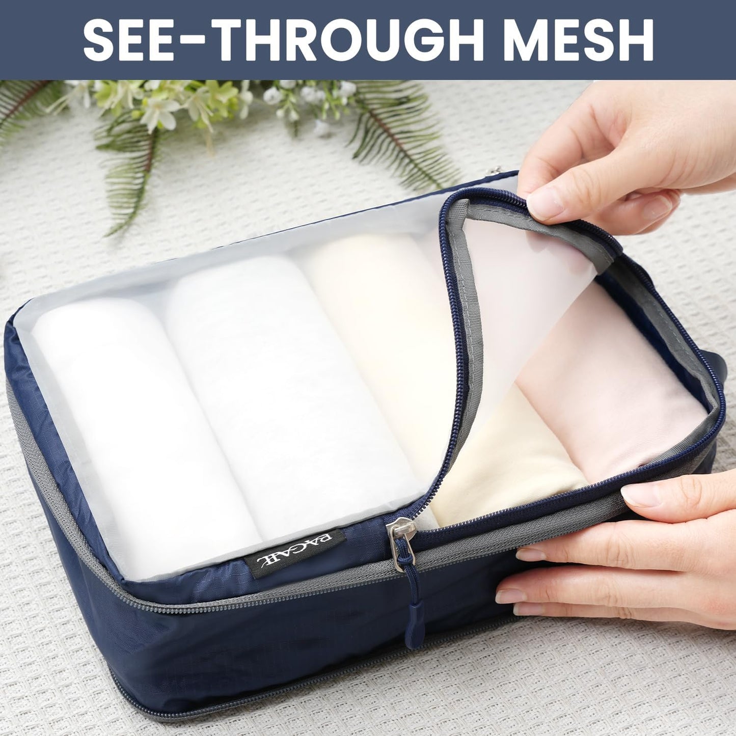 BAGAIL 6 Set Ultralight Compression Packing Cubes Packing Organizer for Travel Accessories Luggage Suitcase Backpack