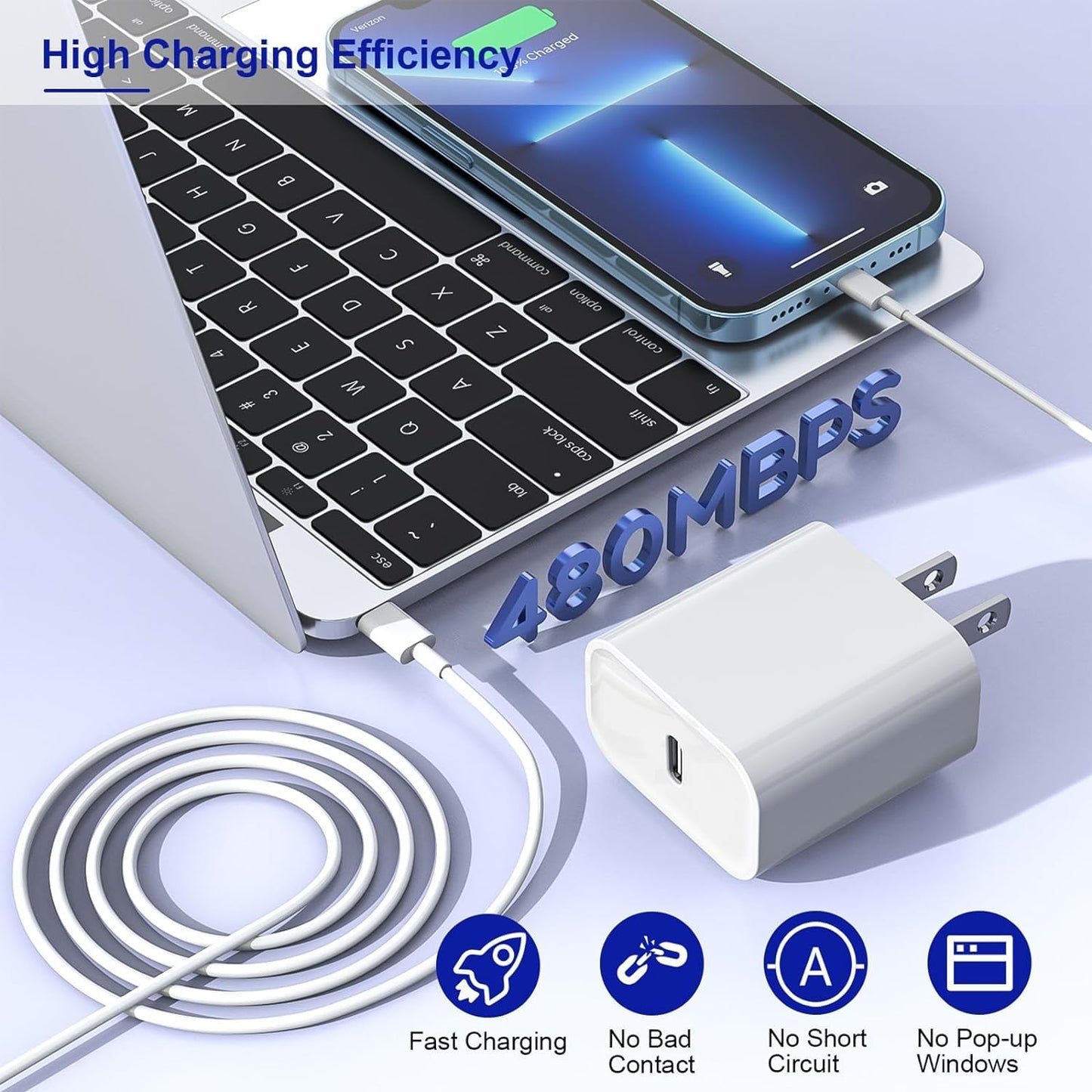 Compatible with iPhone17 16 15 Charger Fast Charging, 3 Pack 20W USB C Colorful Charger Block with 10 FT USB-C to C Cable Compatible with iPhone 17 16 15 Pro/Plus/Pro Max,Pad Pro 12.9/11 inch