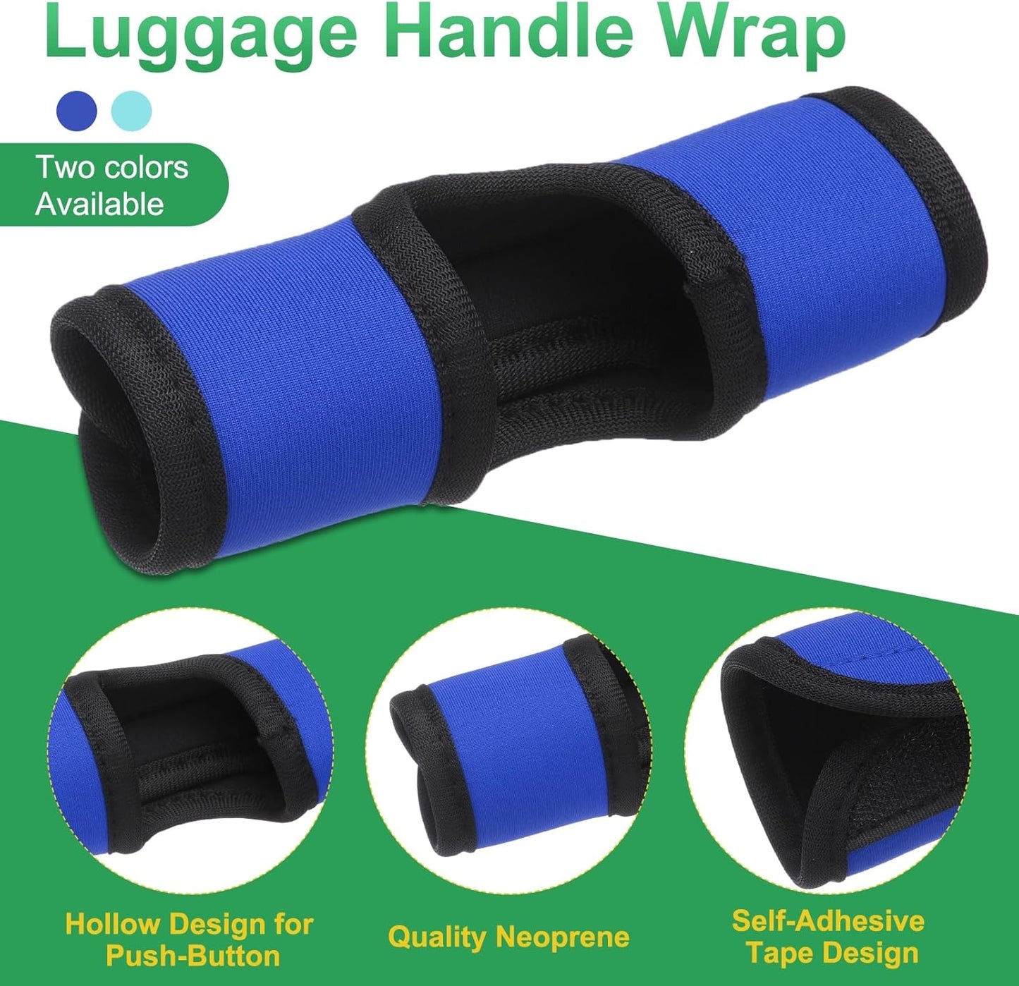 uxcell Luggage Handle Wrap, 4 Pcs Hollow Neoprene Handbag Grip Cover Protector Luggage Identifiers Suitcase Handle Wraps for Luggage Suitcase Travel Bags, Cyan/Sapphire Blue