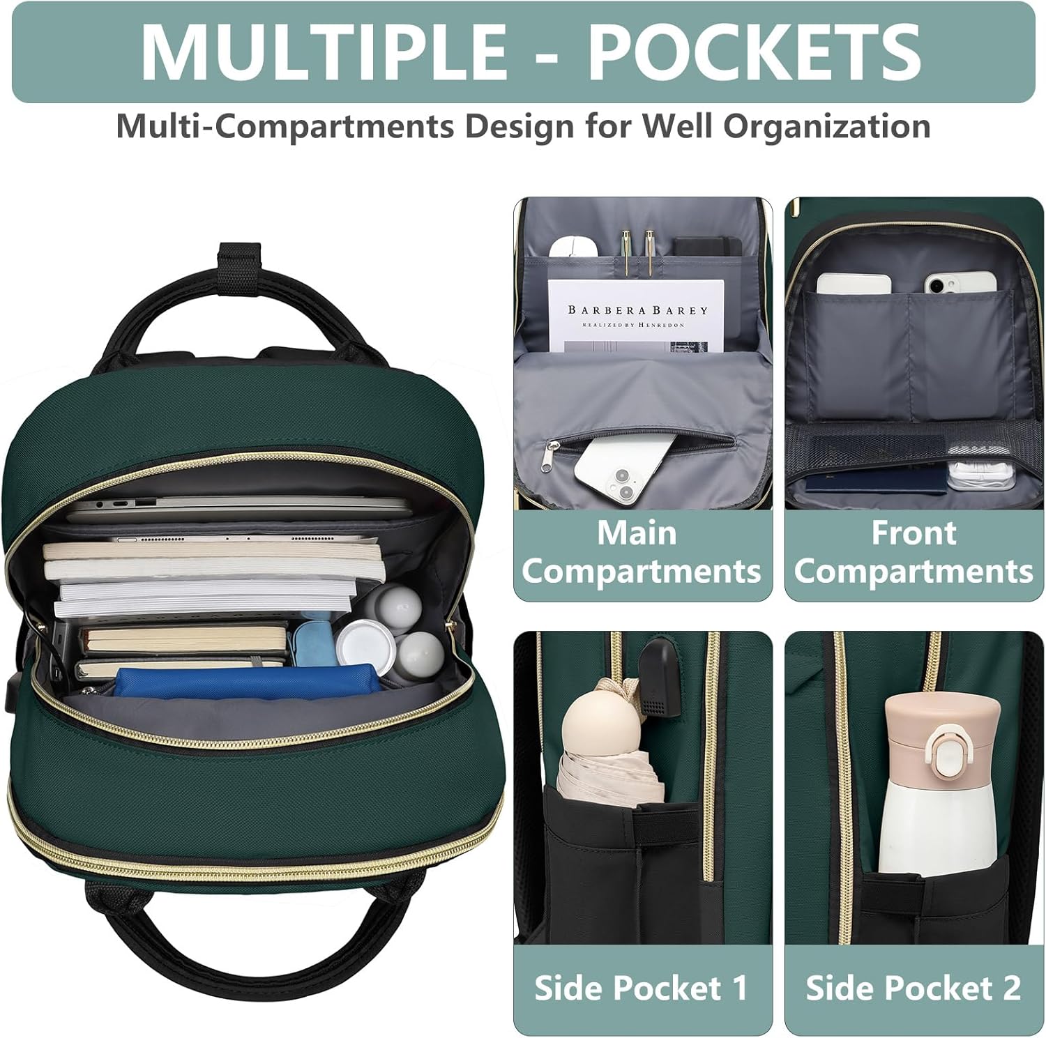 Laptop Backpack for Women Work Bag - 15.6 inch Travel Backpack with USB Charger College Bookbag