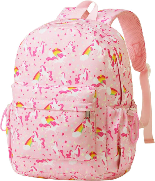 Vorspack Toddler Backpack for Girls - 12 Inch Kids Backpacks for Girls Ages 3-4, Cute Unicorn Bookbag School Bags for Kindergarten, Preschool - Pink