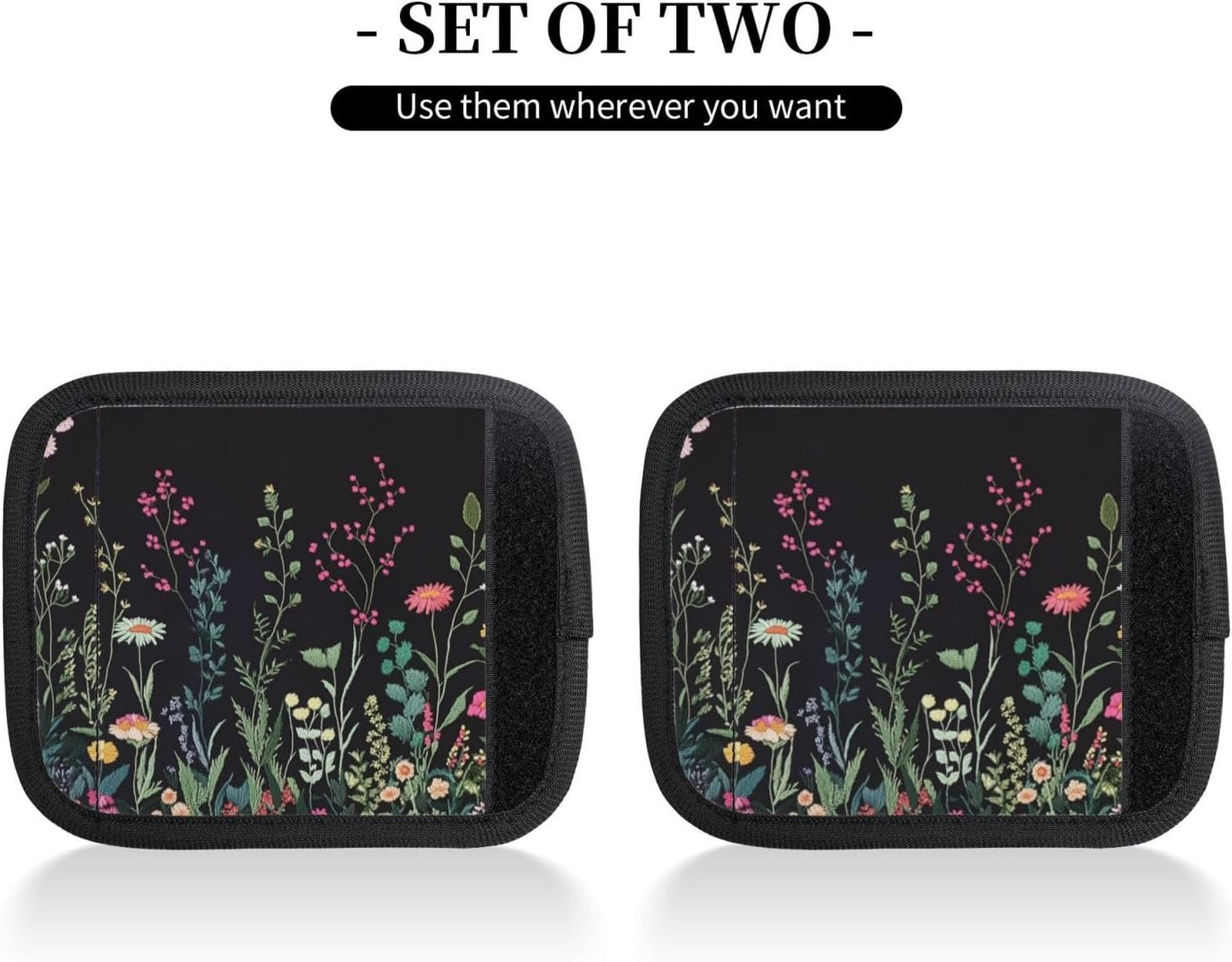Wildflower Plant Luggage Handles Wrap Grips For Suitcases Luggage Travel Accessories For Airplane 2pcs