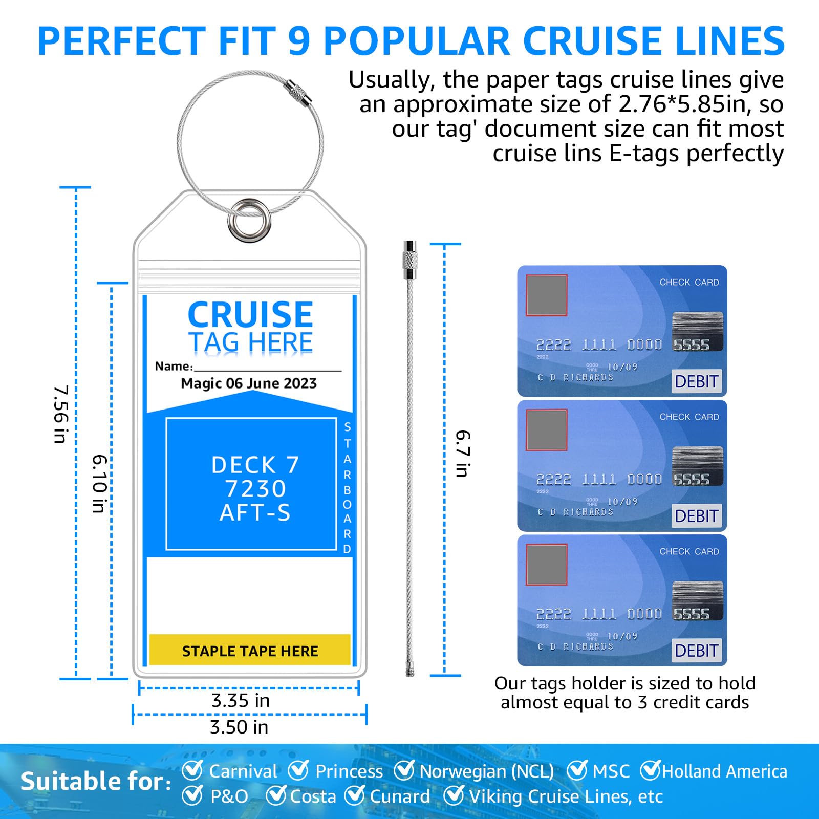 FUNMCAN Cruise Luggage Tag Holders for Carnival, NCL Cruise Ship Essentials