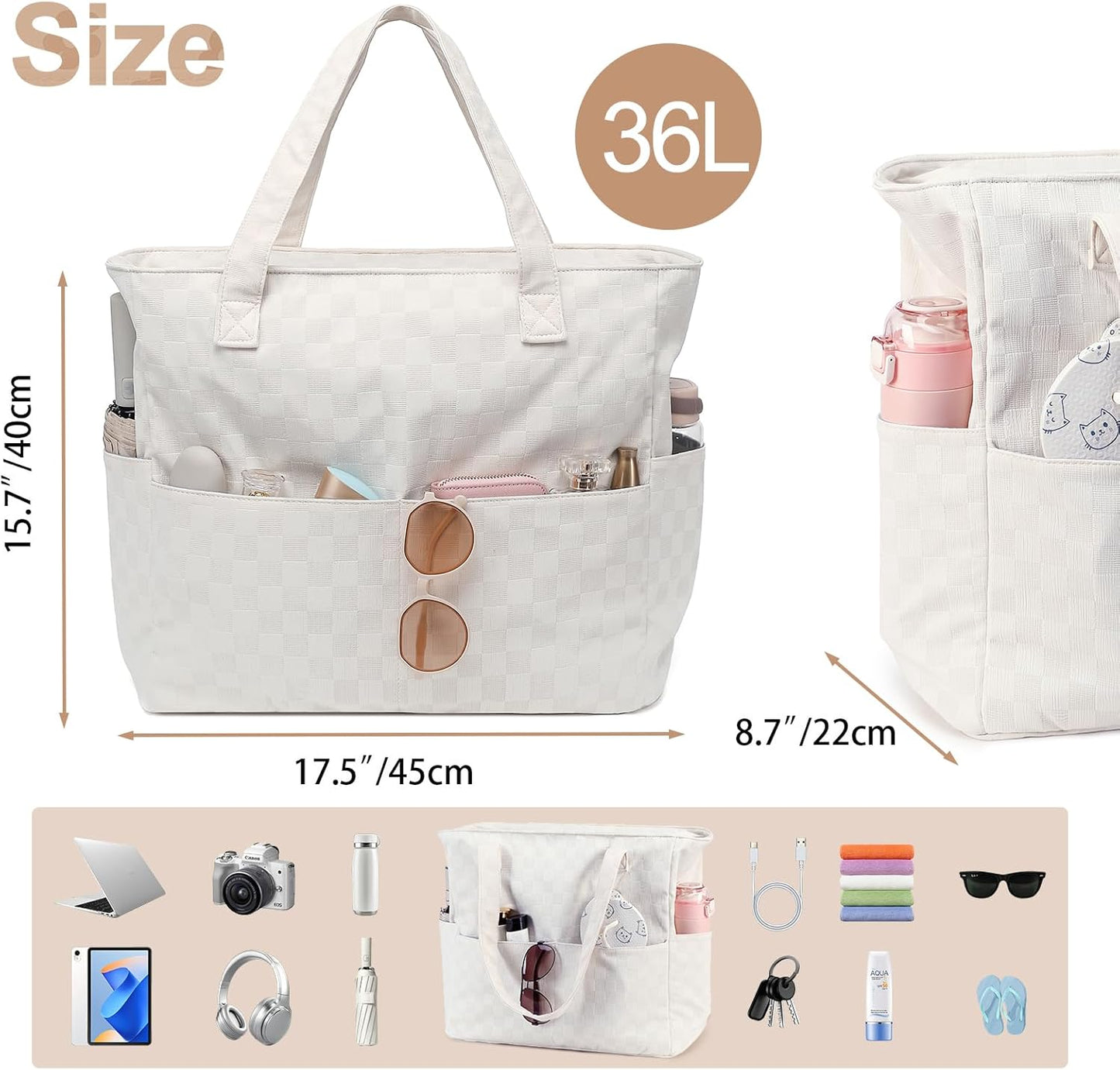 Bluboon Waterproof Beach Tote Pool Bags for Women Ladies Extra Large Carry On Bag With Wet Compartment for Weekender Travel