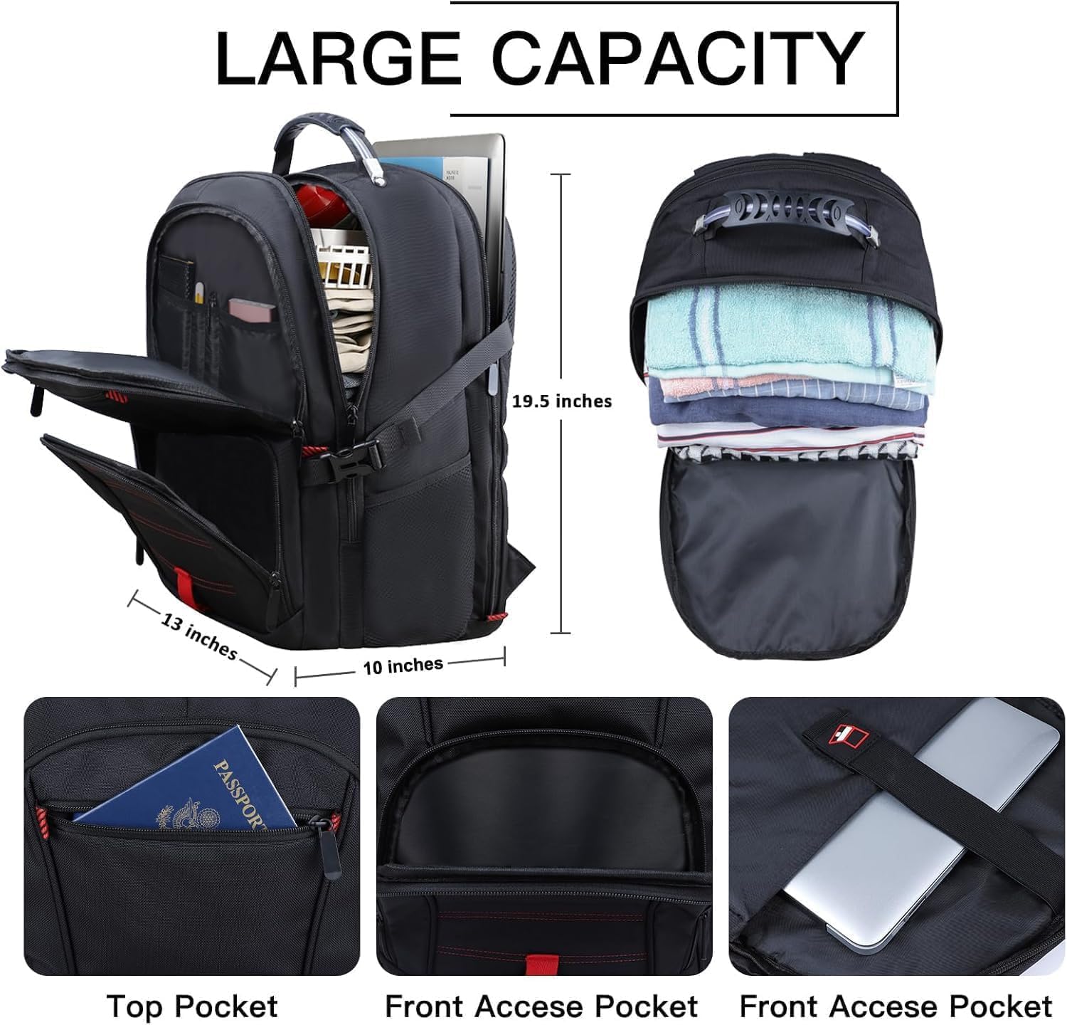 ANTERK Extra Large Travel Laptop Backpack 17.3 In Carry on Backpack for Men