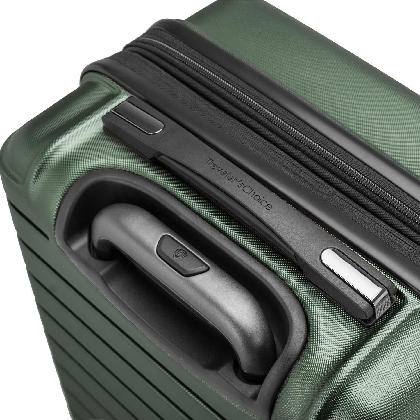 Traveler's Choice Archer Polycarbonate Hardside Spinner Luggage Set, Tie Down Straps ,Green, 2-Piece