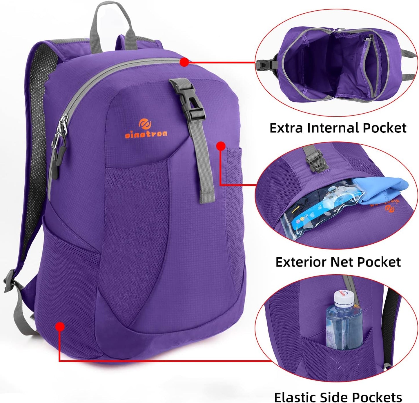 sinotron 22L Lightweight Packable Hiking Backpack, Small Hiking Backpack Day Pack for Women Men Travel Camping Vacation