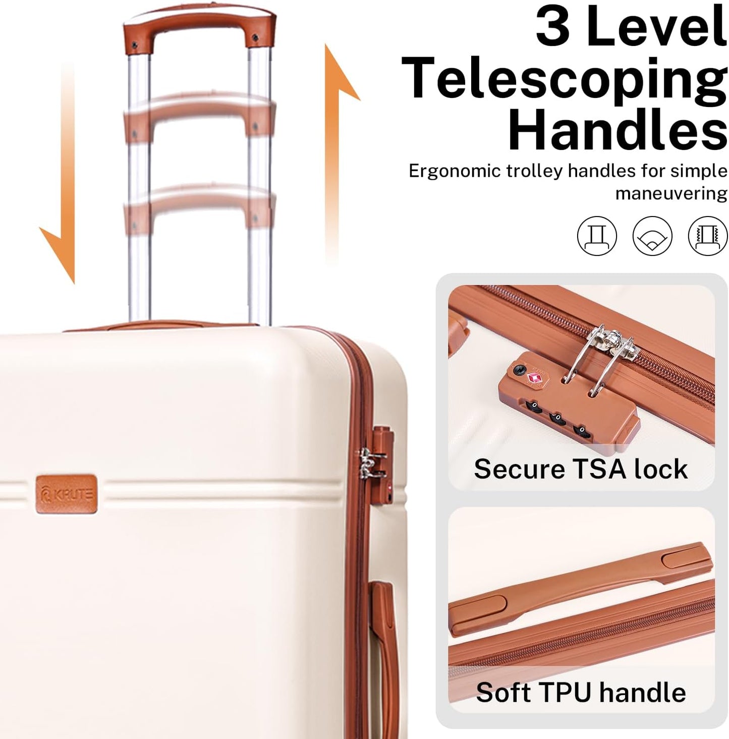 Krute Carry On Luggage 22x14x9 Airline Approved Hard Shell Suitcases with Wheels 20in PC+ABS TSA Approved Carry On Suitcase
