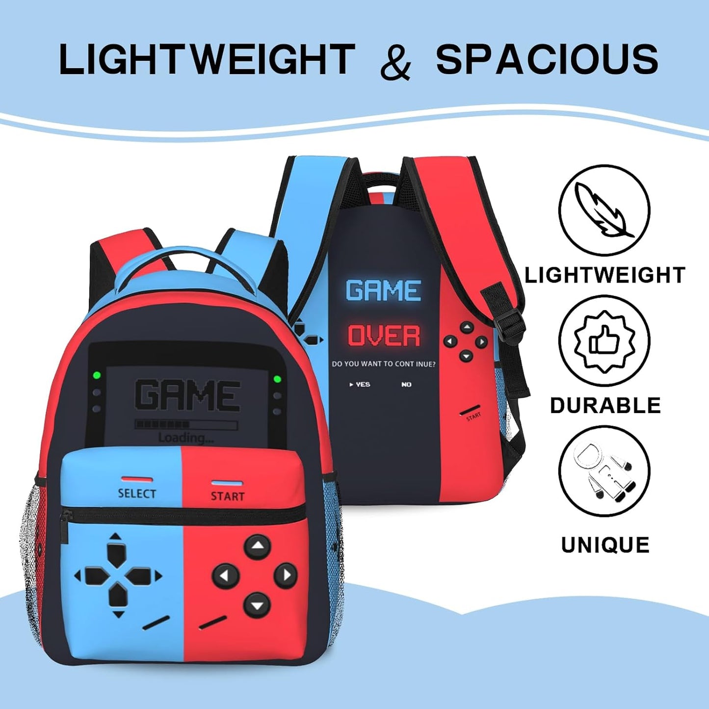 Game Backpack for Boys Gaming Laptop Backpack Game Daypack Travel School Bag Gift for Teens Game Lovers