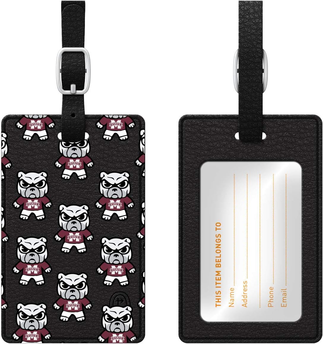 OTM Essentials Mississippi State University Faux Leather Luggage Tag, Durable Travel Accessories with Adjustable Strap and ID Card, Tokyodachi Mascot A