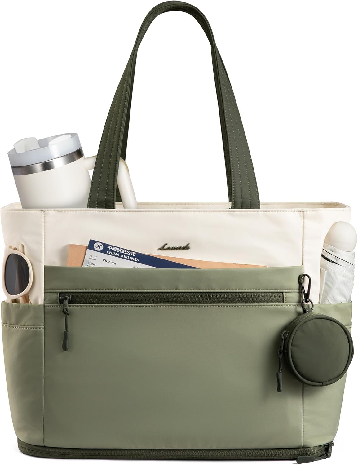 LOVEVOOK Expandable Tote Bag for Women,Laptop Work Bag with Cup Holder Pocket & Zipper for Travel,School,Teacher,Nurse,Gym