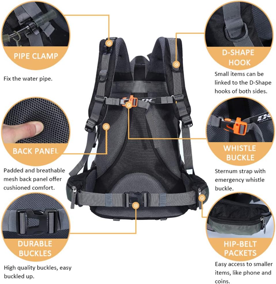 Diamond Candy Waterproof Hiking Backpack for Men and Women, Lightweight Day Pack for Travel Camping