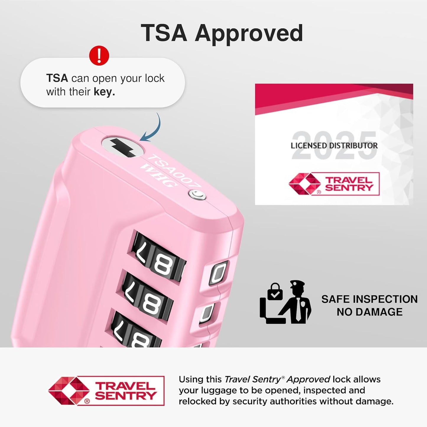 Puroma 2 Pack TSA Approved Luggage Locks, 4 Digit Combination Travel Locks Resettable Code Lock with Zinc Alloy Body for Suitcase, Toolbox, Backpack, Bag, Gym Locker (Pink)