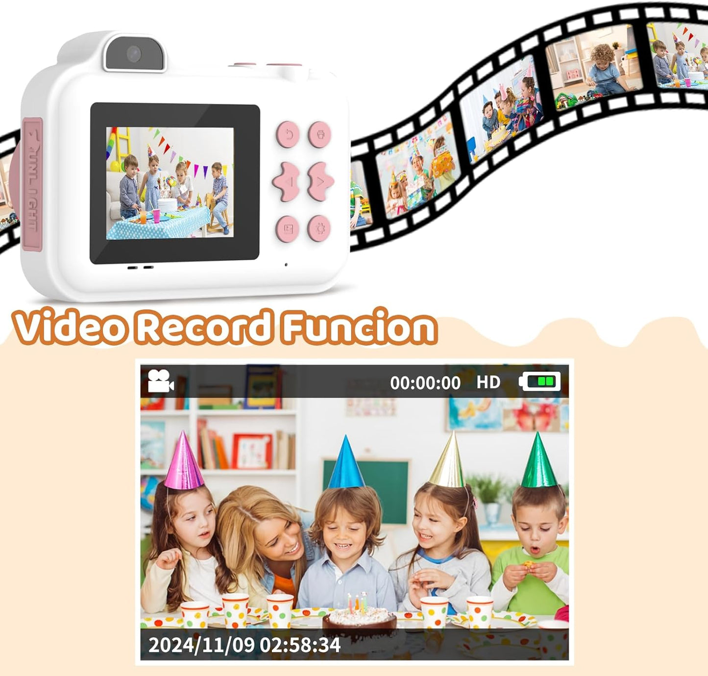 Kids Camera Instant Print, Christmas Birthday Gifts Toys for Girls Boys Age 4 5 6 7 8 9 10 11 12 Years Old,1080P HD Dual-Lens Selfie Digital Camera with 5 Rolls Print Paper Stickers Pens & 32G Card