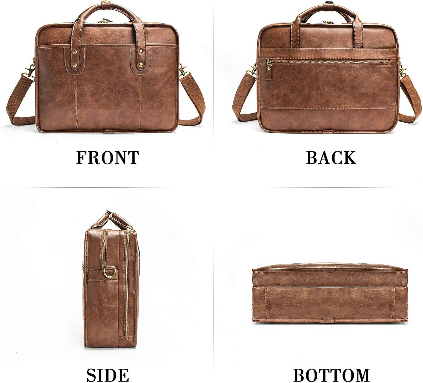 Leather Briefcases for Men 15.6 Inch Business Computer Bag Laptop Bag for Men Water Resistance Travel Messenger Bag