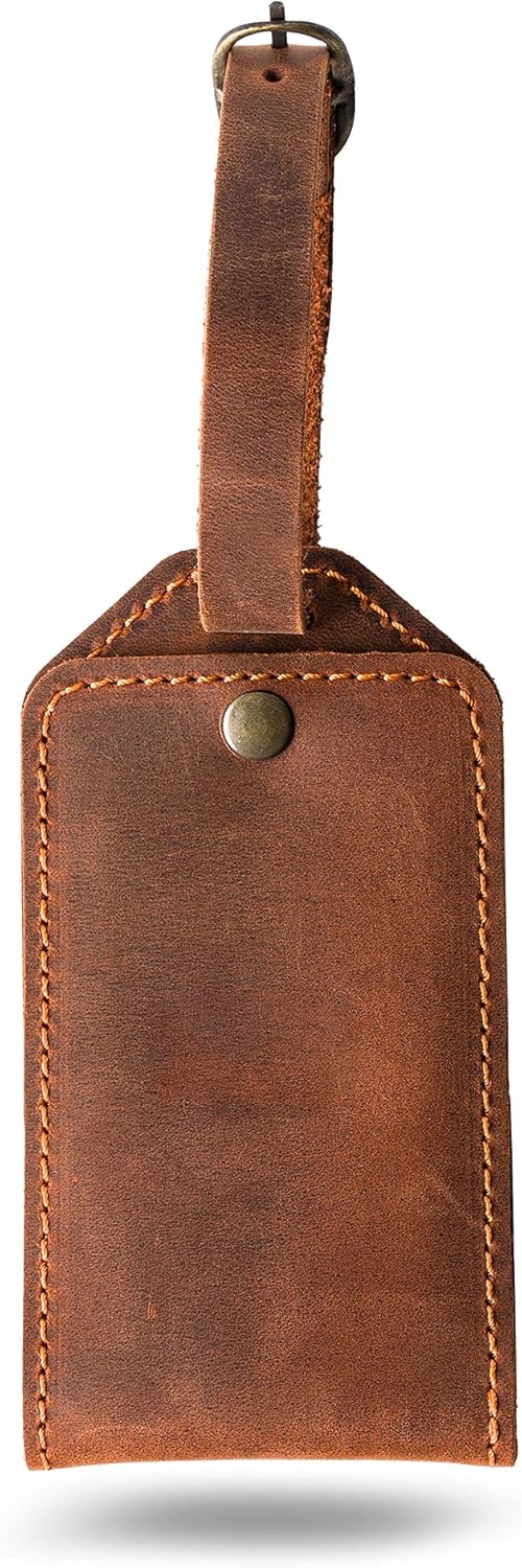 PEGAI Personalized Leather Luggage Tags for Suitcases | Handmade Travel Essentials Luggage Tag- Secure With Snap Closure and Easy Attachment to Suitcase, Travel Backpack, Handbag | Bond (Mahogany)