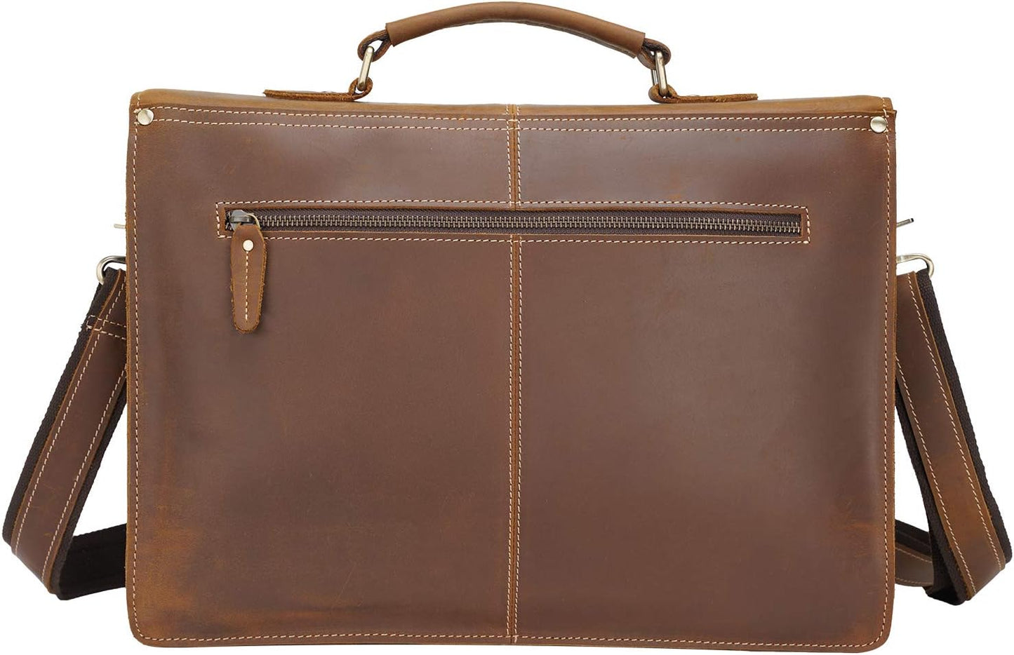 Polare 16" Full Grain Leather Messenger Bag Laptop Briefcase Bag Professional Work Bag For Men with YKK Zippers