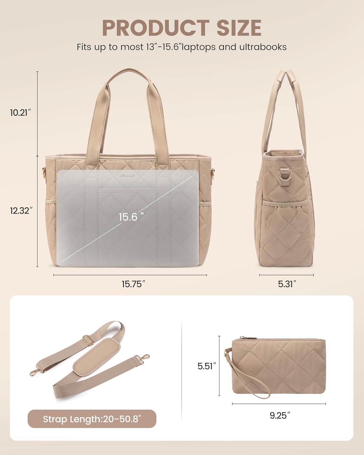 LOVEVOOK Tote Bag for Women, Puffer Work Tote Bag with Zipper, Quilted Nurse Teacher Shoulder for Daily,Travel,Gifts for Her