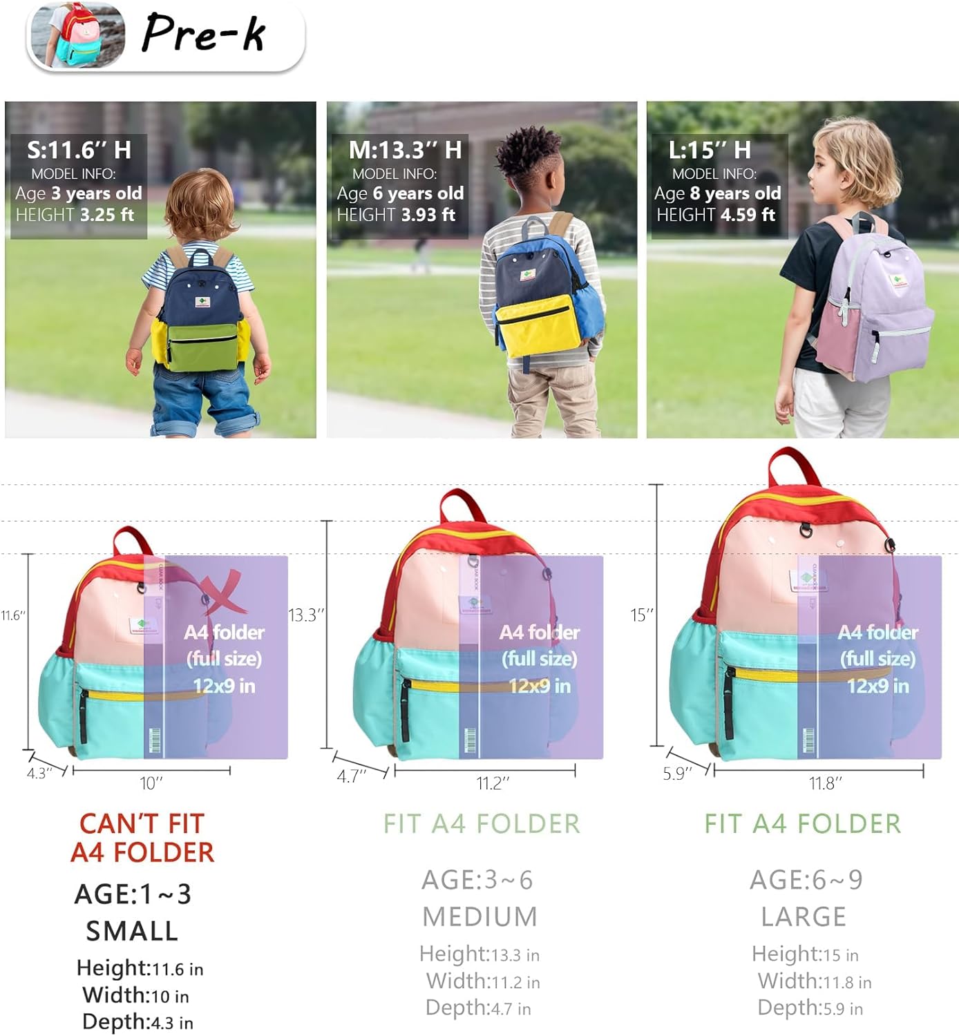 Preschool Toddler Backpack For Boys Girls, School Mini & Travel, Small Kids Child Backpacks, Kindergarten Elementary bag, 11.6" H