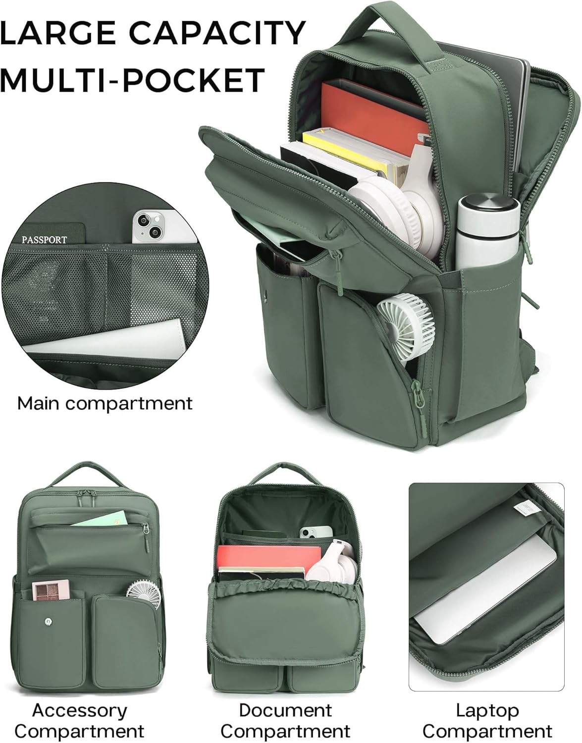 FODOKO Backpack for Work, Casual Backpack for Women Men Daypack Backpack for Travel College Bookbag