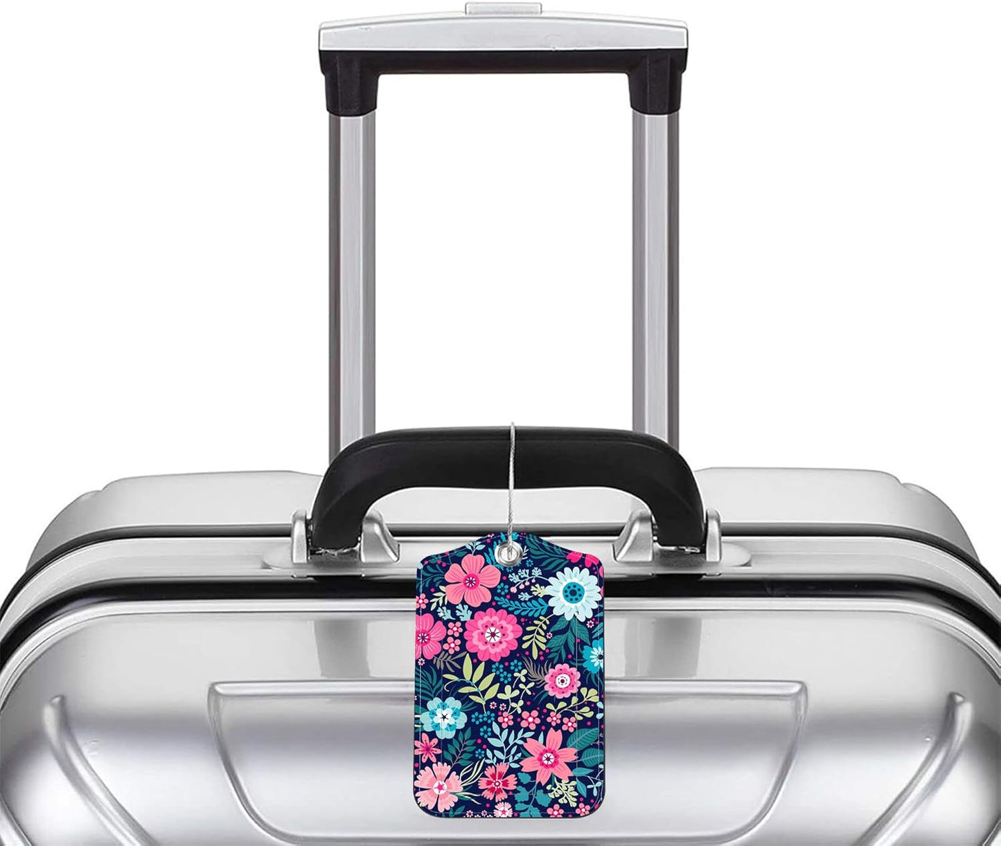 2 Pack Luggage Tags for suitcases Colorful Flowers Leather Luggage Tag, Identifiers with Privacy Name ID Label and Metal Loop for Men Women Travel Bag Suitcase