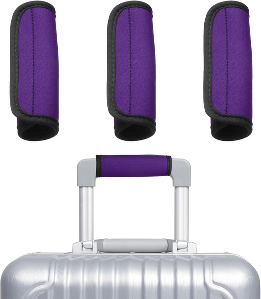 uxcell 3 Pcs Luggage Handle Wrap for Suitcase, Neoprene Handbag Grip Cover Protector Luggage Identifiers Suitcase Handle Wraps for Luggage Shopping Bag Travel Bags, Purple