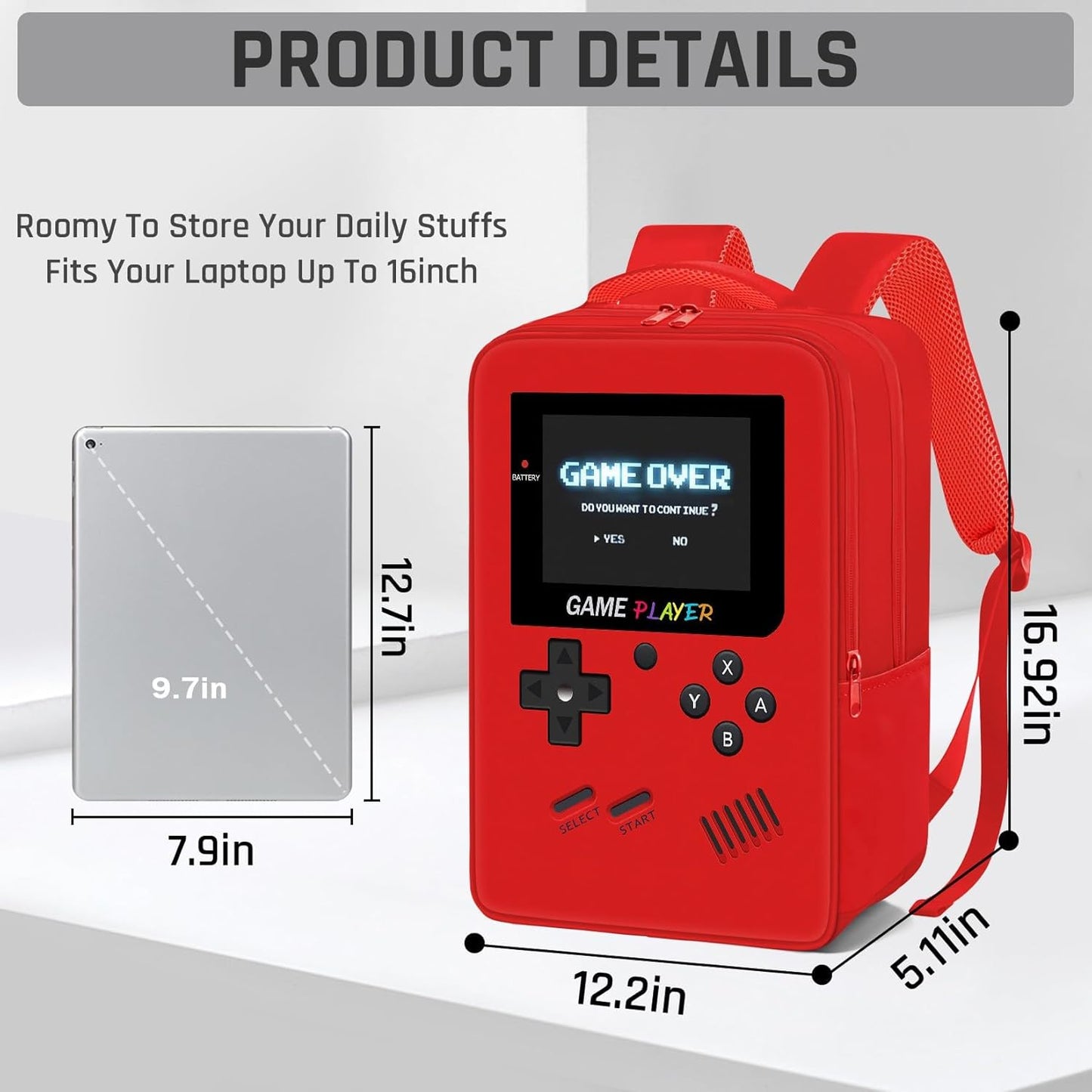 Gamer Backpack for Boys,School Boys Backpack for Kids Children Teens Elementary Middle High School,17" Large Capacity Student Bookbag & Multifunctional Video Game Travel Bag