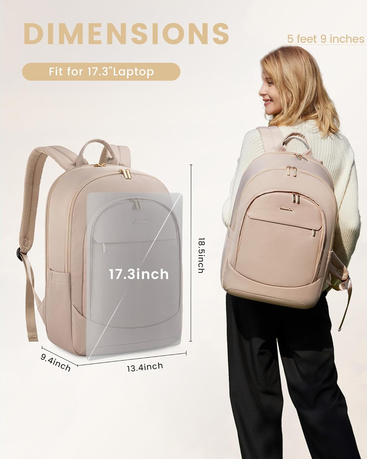 LOVEVOOK Laptop Backpack for Women, 17.3 Inch Business Backpack Purse, Large Capacity Casual Daypack, Work Computer Backpack, Travel Backpack for Teacher, nurse, Gift