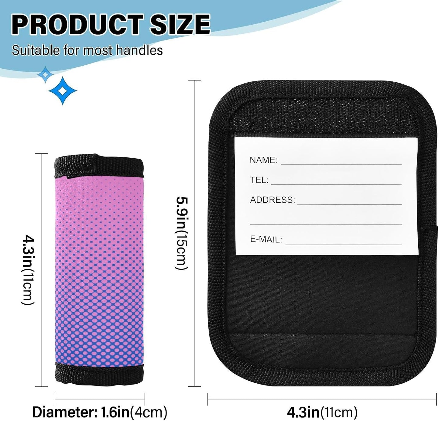 2Pcs Luggage Handle Wrap Suitcase Identifier Handle Covers Tags Soft Travel Bags Luggage Handle Gripper Accessories for Airplane Flying Dot Brightly Colored