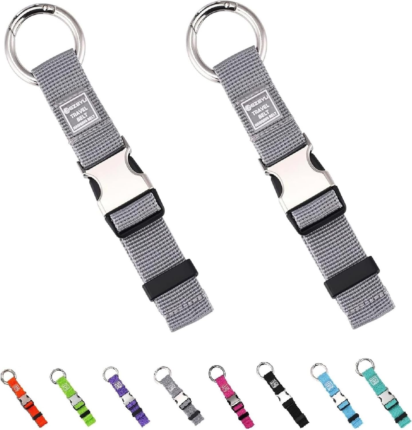 2PCS Heavy Duty Add a Bag Luggage Straps Jacket Gripper,Carry-on Luggage Belt Baggage Suitcase Straps Belts Travel Accessories (Grey+2 Pack)