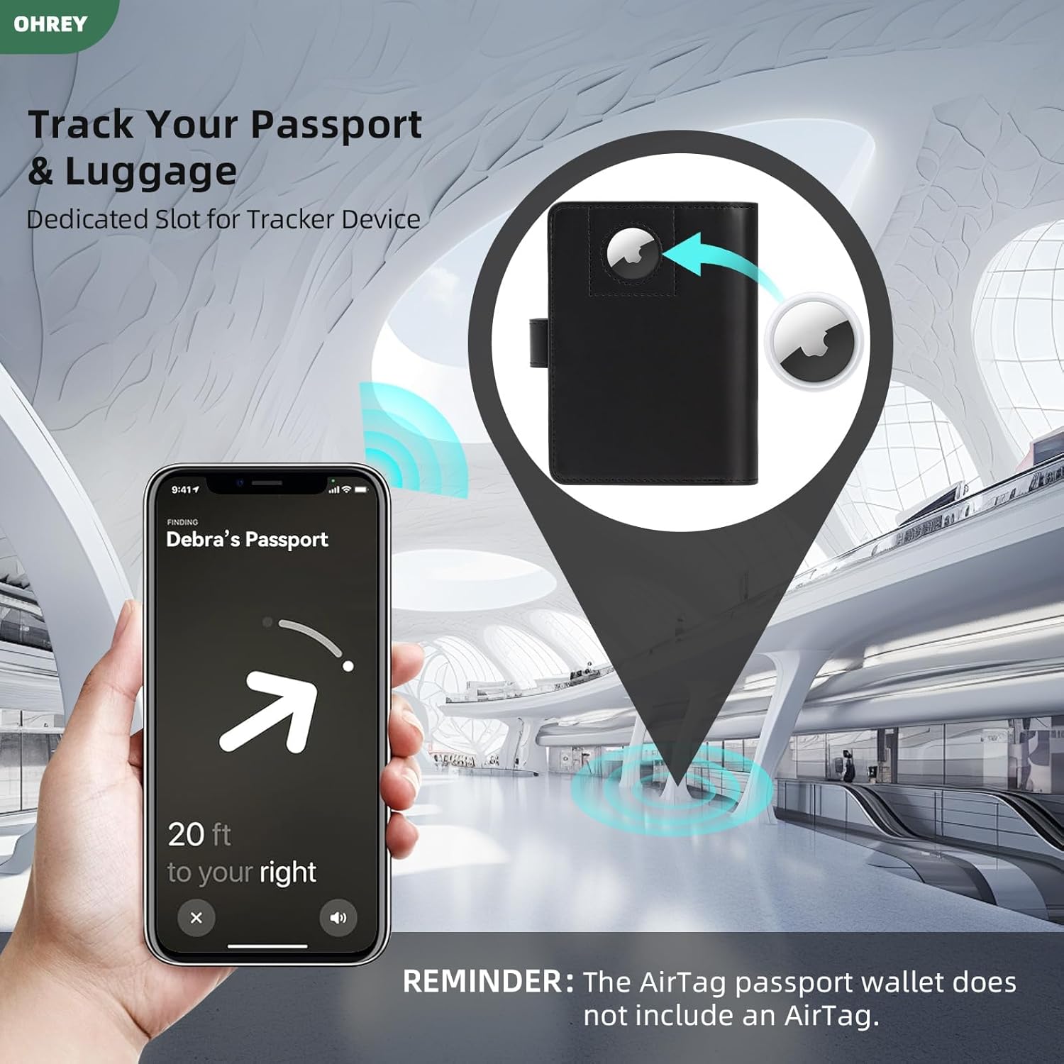 Passport Holder for Travel Family with Slot for Tracker Device & Luggage Tag Cover, – RFID Blocking
