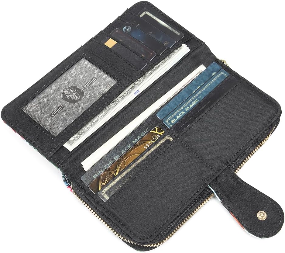 Women Wallet Card RFID For Womens Holder Blocking Credit Small Zipper Purse Pocket Bifold Slim Coin