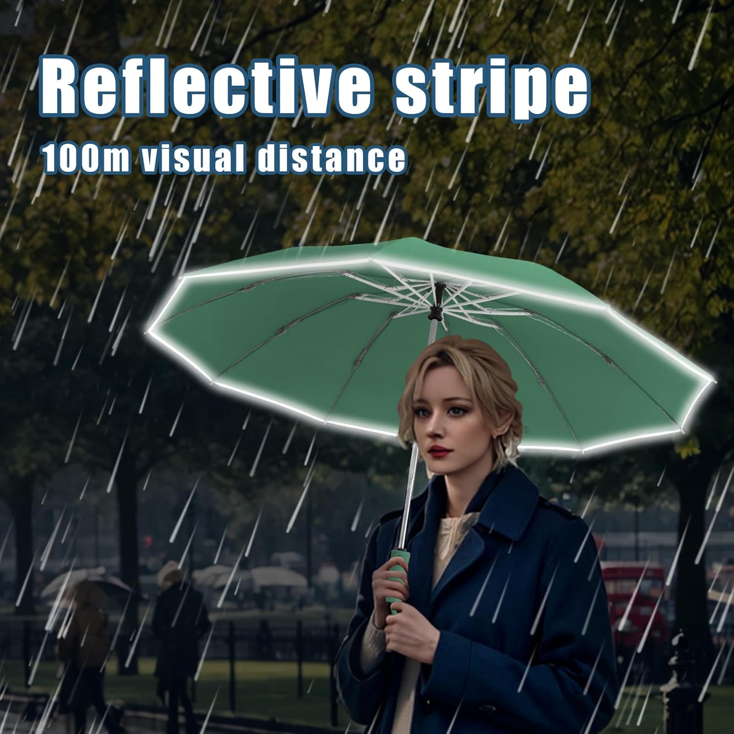Large Windproof Travel Umbrella, Portable Reverse Folding Car Umbrella, Compact Inverted Design