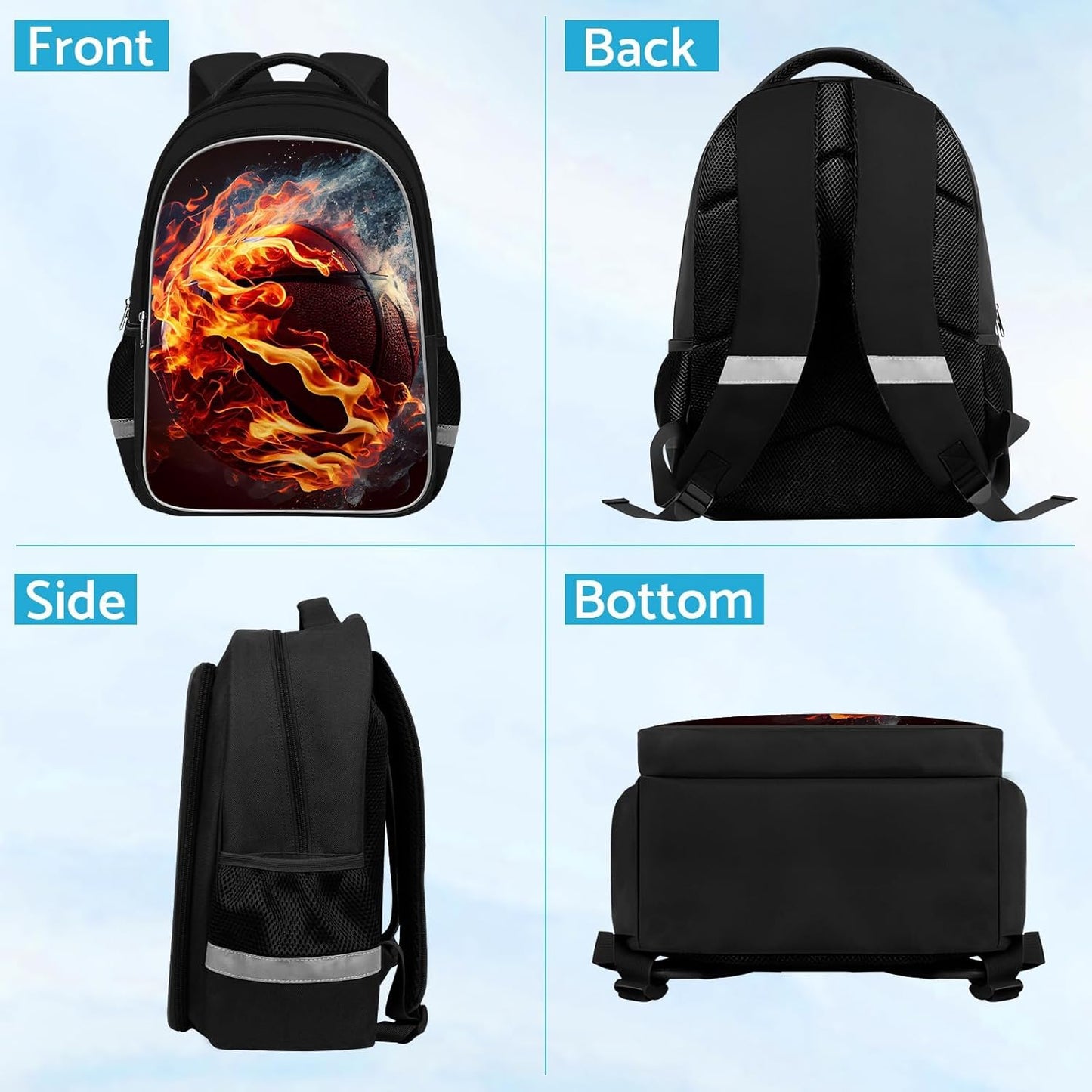 School Backpack for Boys - Basketball Boys Backpack for Kids Children Teens Elementary Middle School - Students Bag for Ages 6-18,17″Bookbag Multifunctional Large Capacity