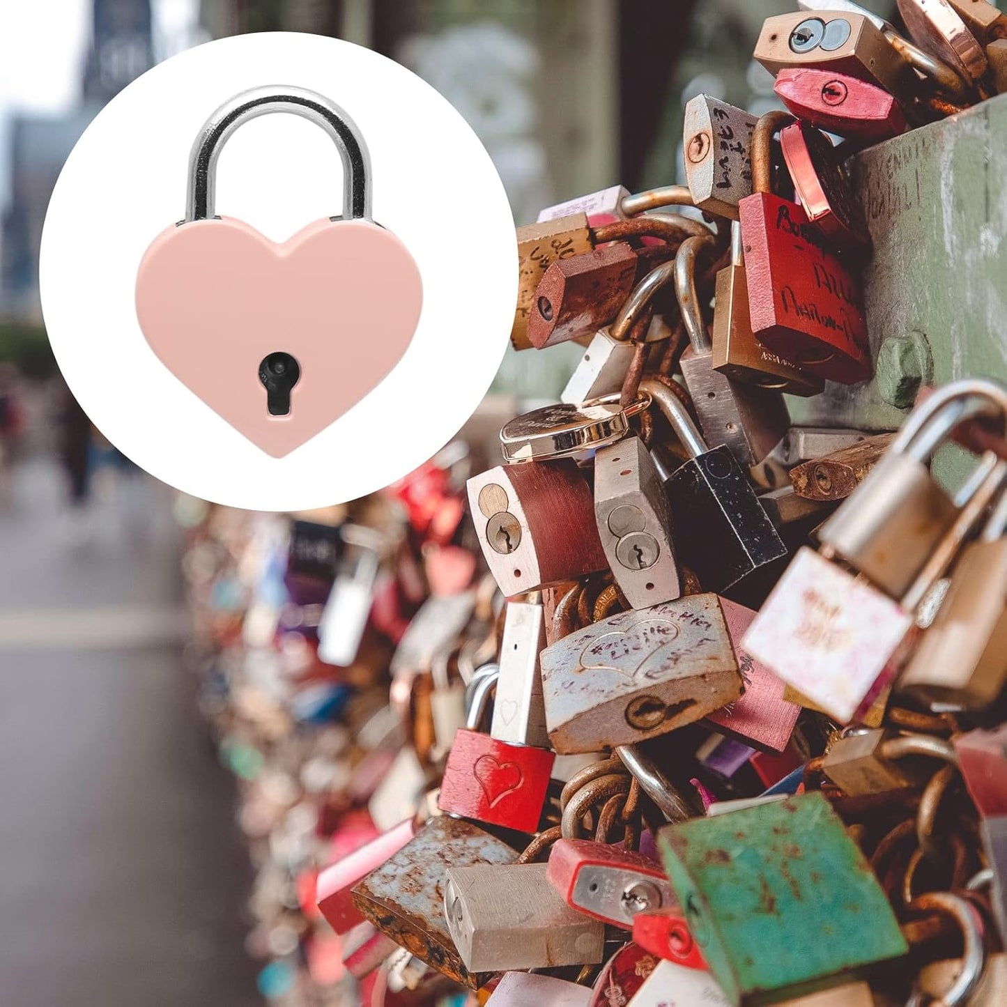 4 Pcs Padlocks Key Lock with Key, Mini Love Heart Head Luggage Locks, Modern Fashion Style