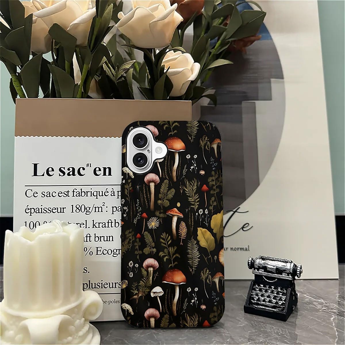 SEized Case Compatible with for iPhone 16 Plus,Vintage Mushroom Snail Daisy Leaf Phone Case for Girl Women Boy Men,Durable Protection Phone Case for iPhone 16 Plus
