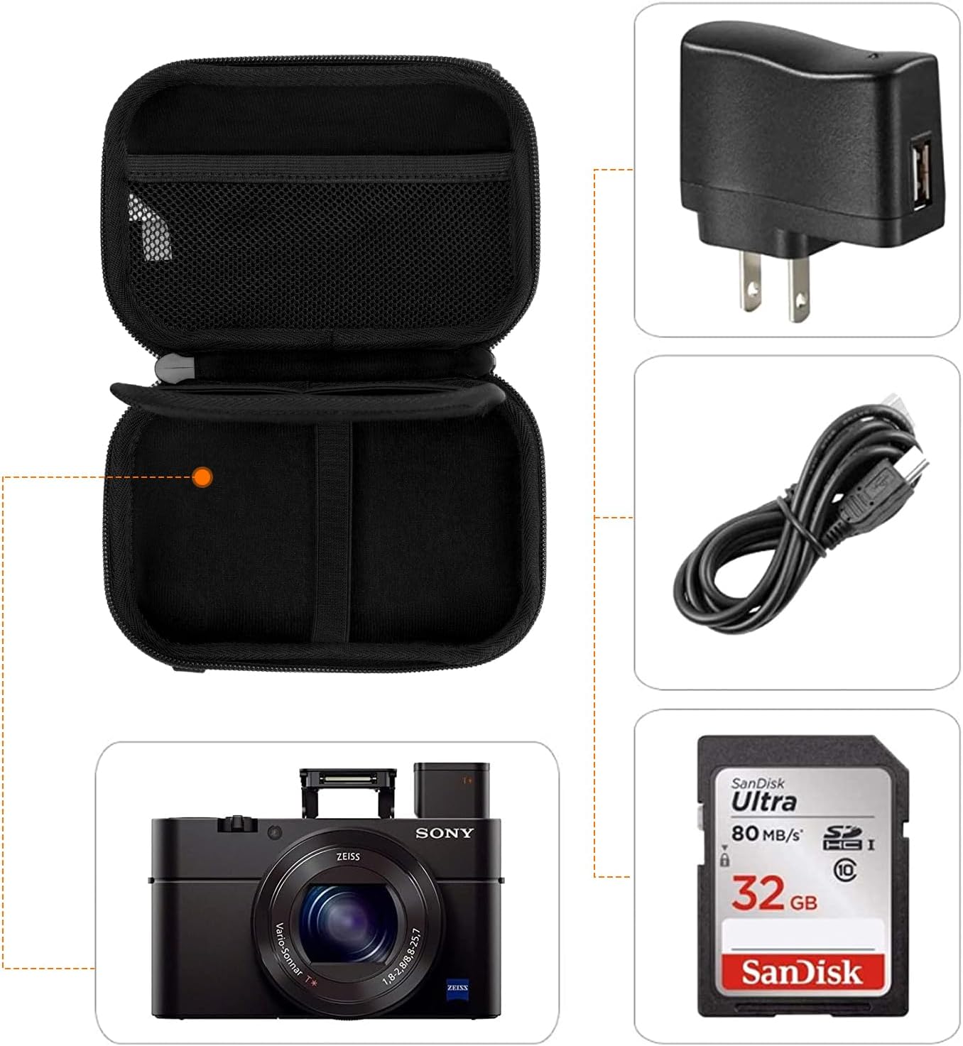 Cwatcun Digital Camera Case, Waterproof Hardshell Digital Camera Bag with 2 Carrying Ways, Lightweight Small Camera Sling Bag Compatible with KODAK PIXPRO/Canon PowerShot/Sony DSCW800 DSCW830 - Black