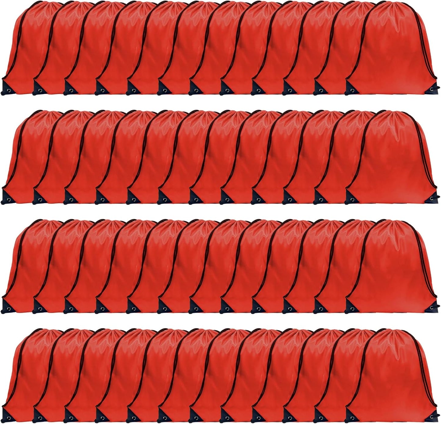 GoodtoU Nylon Drawstring Bags - Bulk 48Pcs Red Cinch Sack Gym Backpack for Sport, Traveling, Team