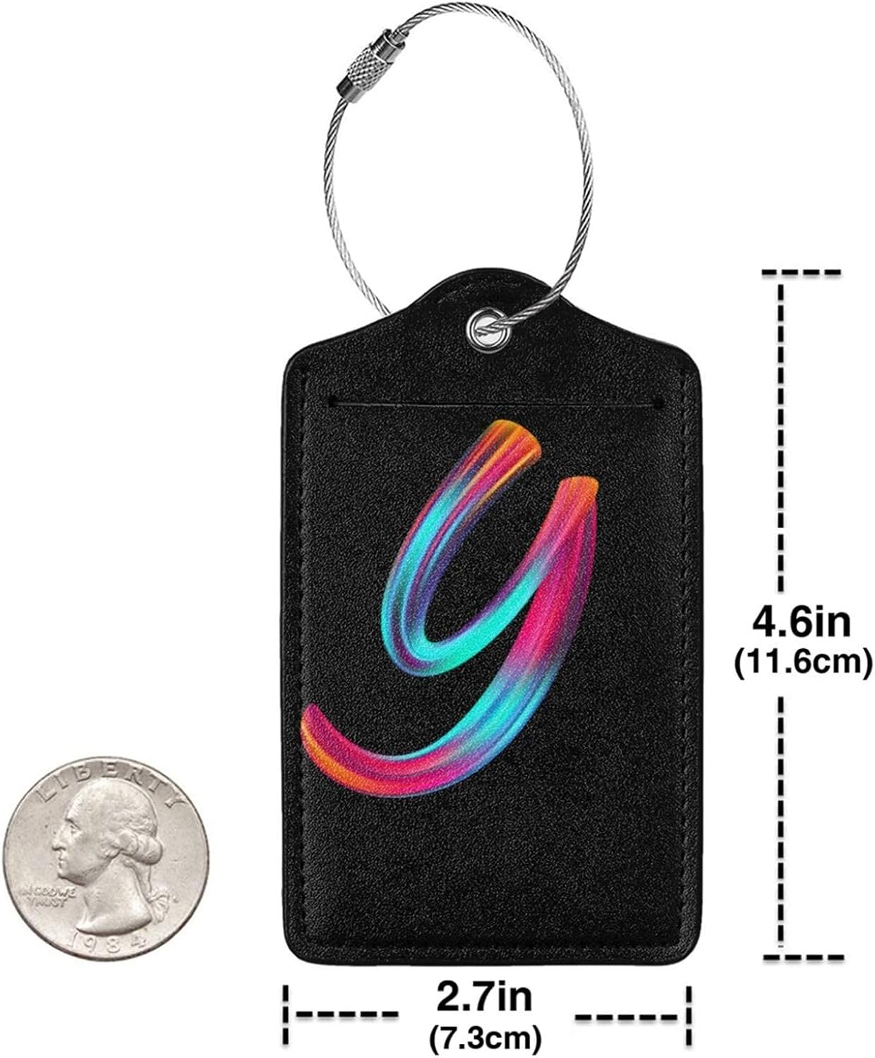 2 Pack Initial Luggage Tags for Suitcase, Colorful Letter Design Cruise Name Bag Tags, Novelty Baggage Identifiers with Full Privacy Cover, Leather ID Label for Women Men Kids Travel, Rainbow Letter Y