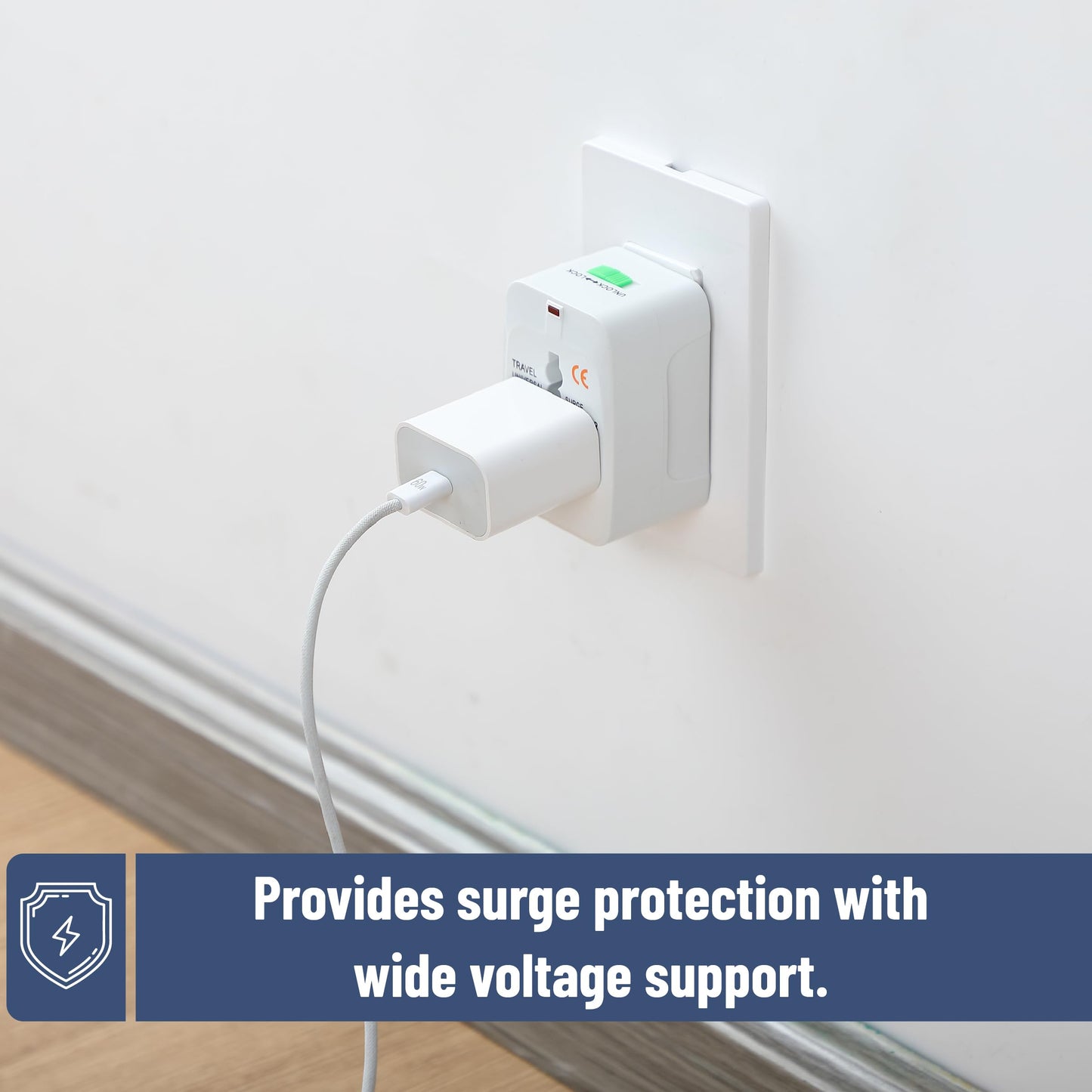 Bates- Universal Adapter for Travel, Compact International Power Adapter for USA, EU, UK