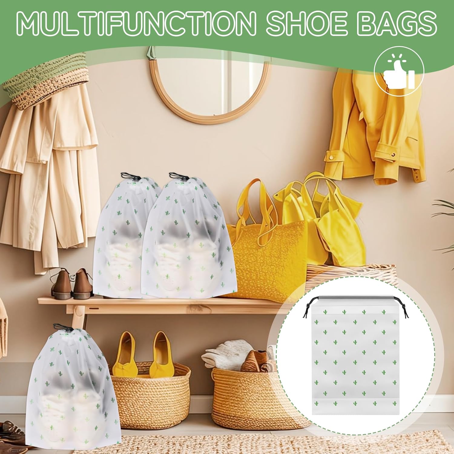 Shoe Bags for Travel, 15.7" x 11.8" Travel Shoe Bags for Packing, Large Waterproof Portable Travel