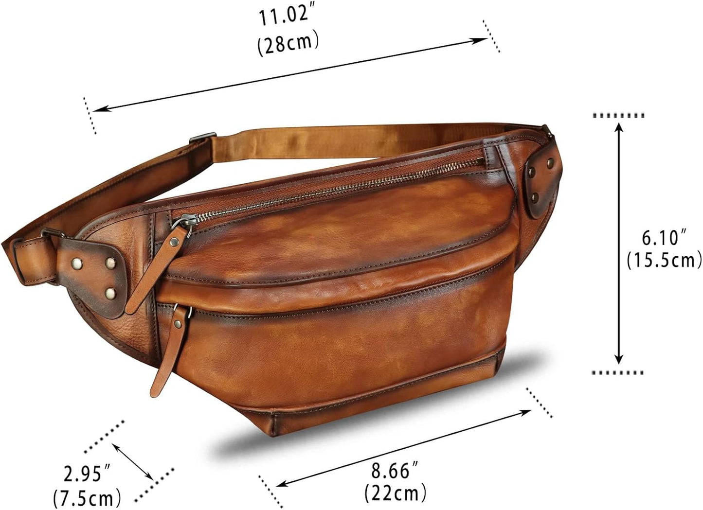 Genuine Leather Fanny Packs for Men and Women Hip Waist Bag Real Leather Fanny Sling Bag Crossbody