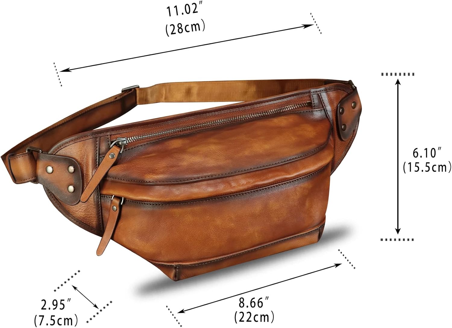 Genuine Leather Fanny Packs for Men and Women Hip Waist Bag Real Leather Fanny Sling Bag Crossbody