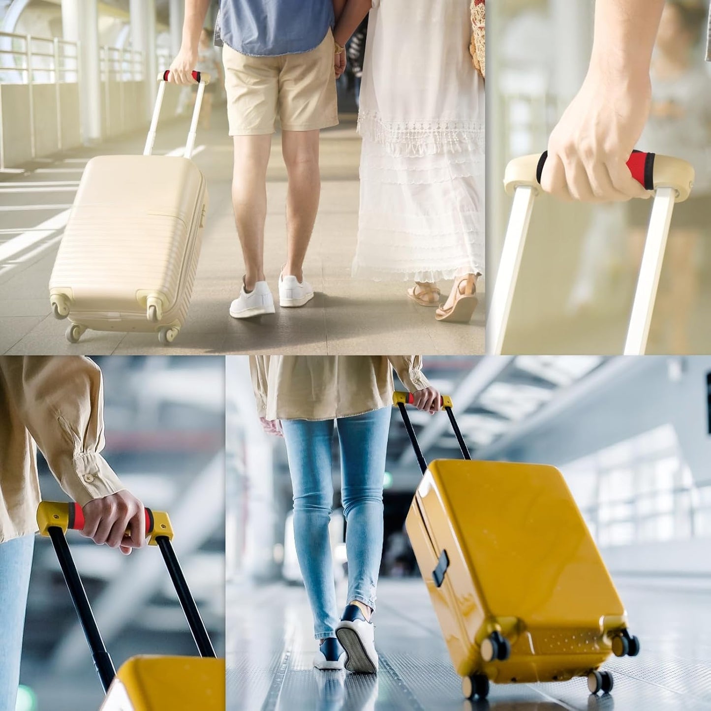 uxcell Luggage Handle Wrap, 4 Pcs Hollow Neoprene Handbag Grip Cover Protector Luggage Identifiers