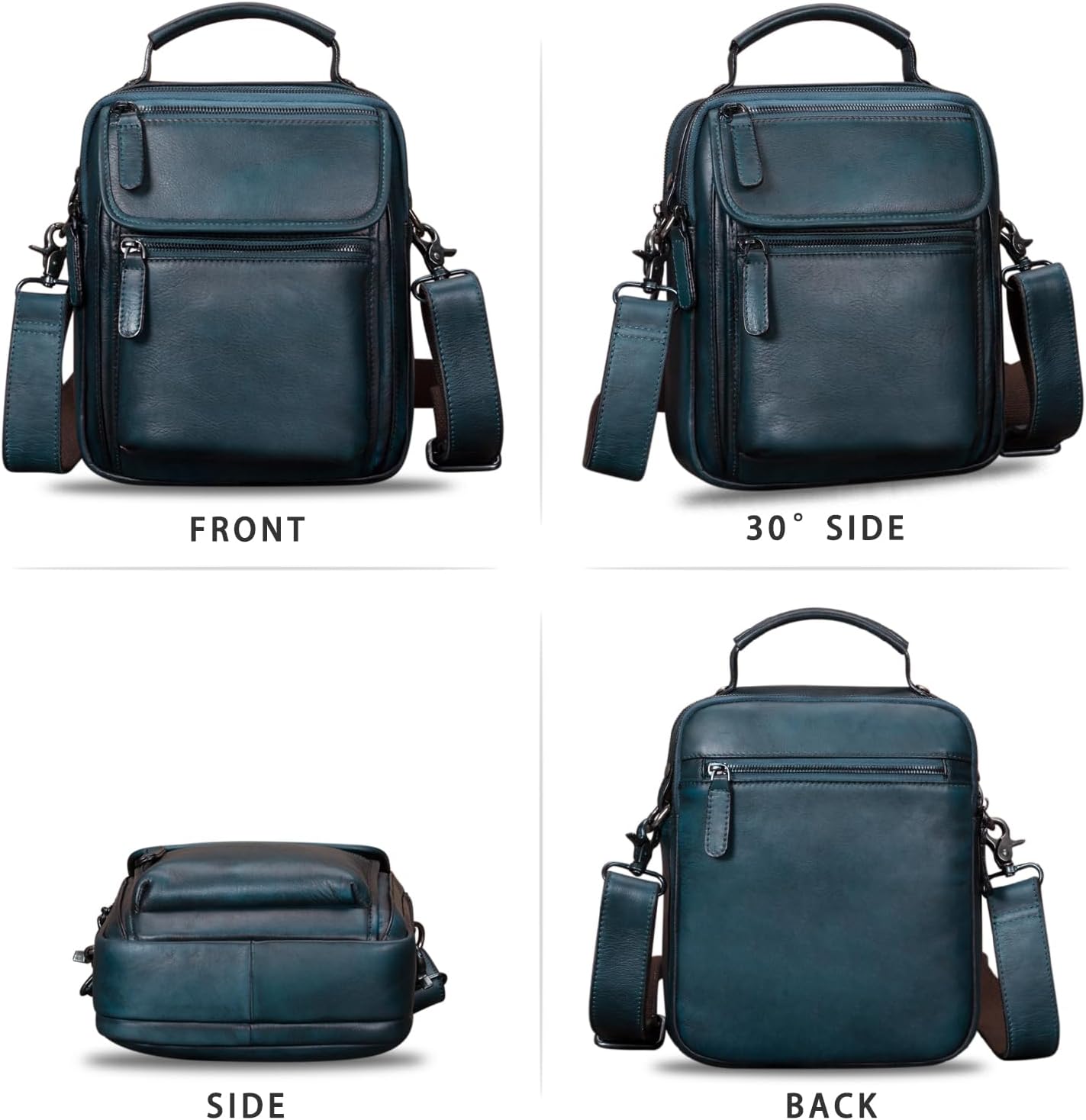 IVTG Genuine Leather Messenger Bag for Men Sling Purse Crossbody Shoulder Bags Satchel for Work Business Handbags
