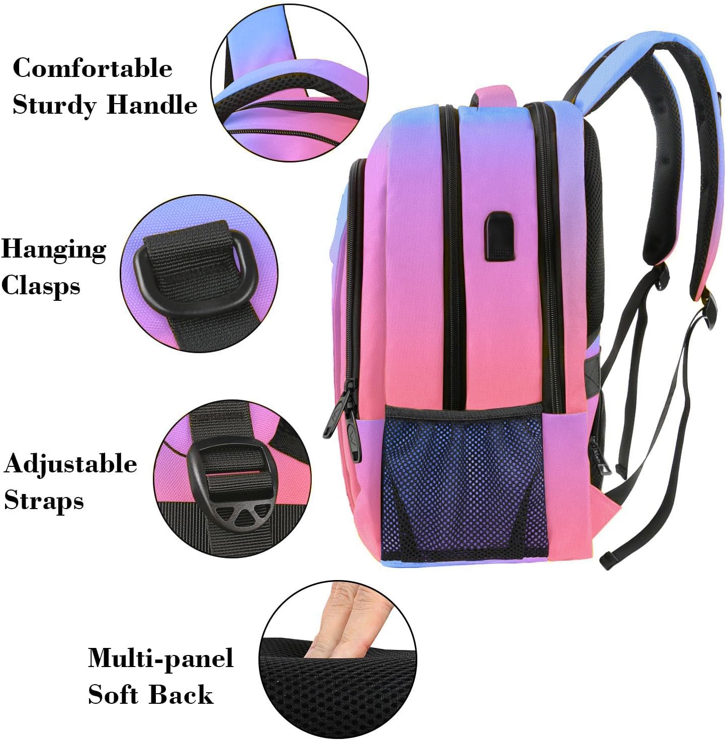MATEIN Fashion Laptop Backpack, Slim Sturdy Travel Laptops Backpack with USB Charging Port, Anti Theft Water Resistant College Computer Bag Gift for Men & Women Fits 15.6 Inch Notebook